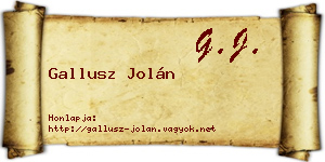Gallusz Jolán névjegykártya