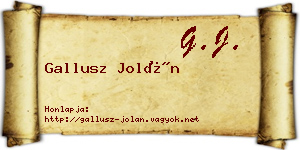 Gallusz Jolán névjegykártya